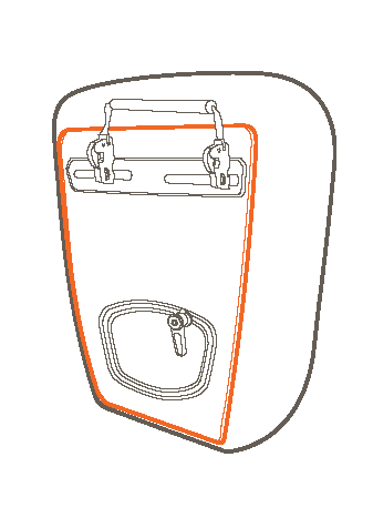 Eine Fahrradtasche mit Hard Back-Rückenplatte.
